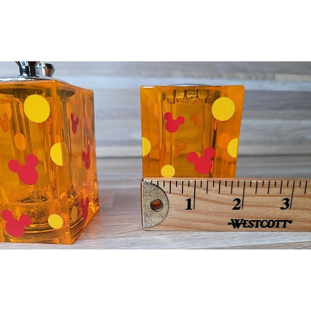 Walt Disney World Mickey‎ Ears Salt & Pepper Shaker Set Orange Acrylic Geometric - Picture 6 of 6